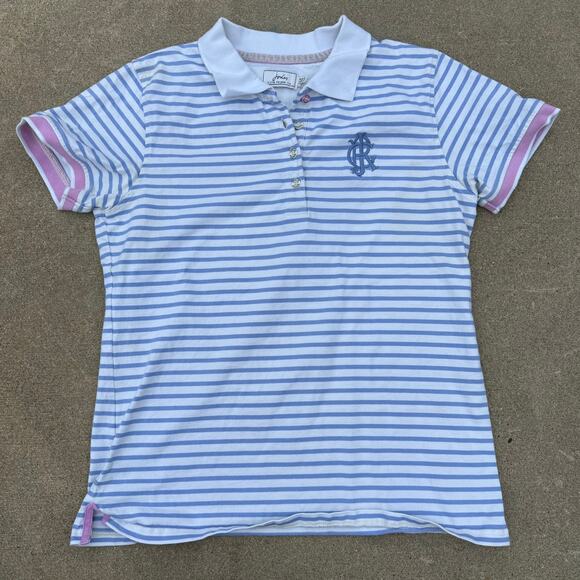 Joules Striped Polo Shirt Women's XL (US 12) Blue Pink - Picture 1 of 6